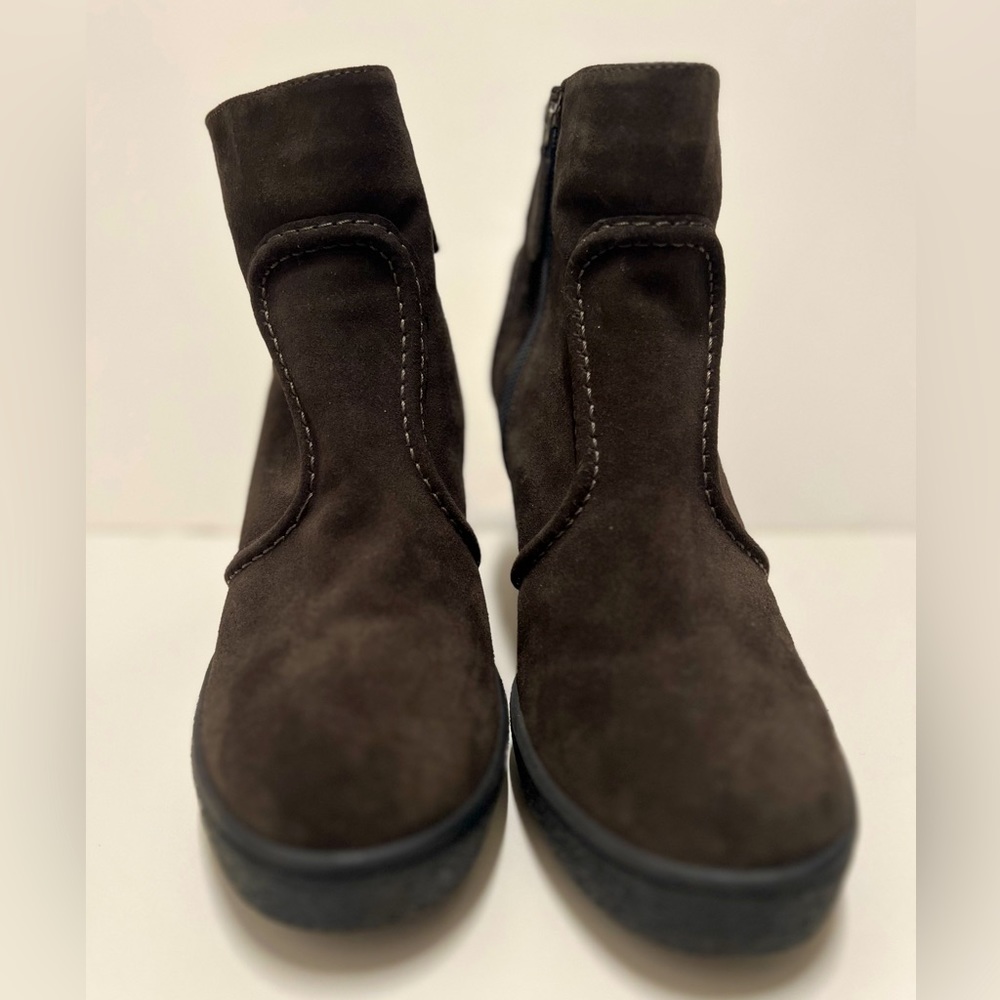 Aquatalia Suede Wedge Bootie with Faux Fur lining